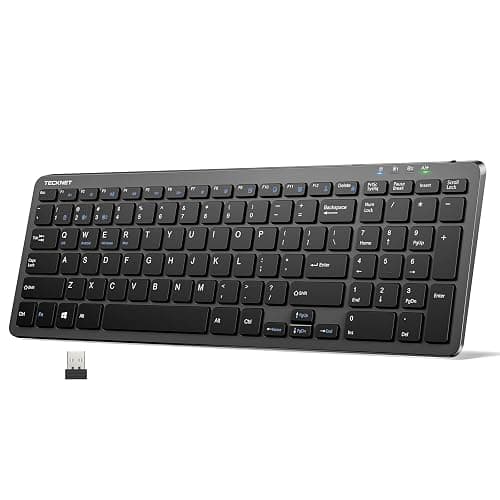 TECKNET Wireless Bluetooth Keyboard Rechargeable - Ultra Slim 2.4G+BT Keyboard with Number Pad, Low Profile Compact Silent Keyboards for Laptop, Computer, PC, Tablet, Multi Devices Easy Switch - Image 1