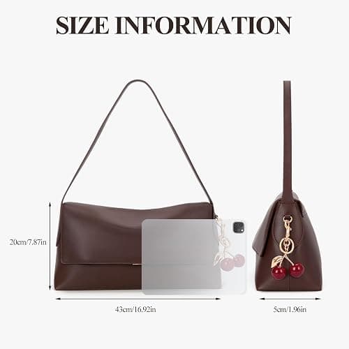 CATSEA Shoulder Bag for Women Vintage Medium Cherry Shoulder Hobo Bag Pu Leather Shoulder Bag Classic Handbag Hobo Tote thumbnail 7