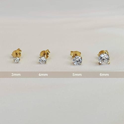 Tooliks CZ Diamond Stud Earrings - Gold Filled or Sterling Silver, Minimalist Everyday Studs 3-6mm thumbnail 9
