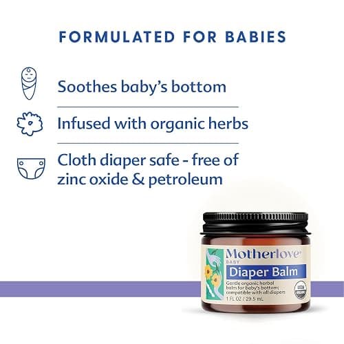 Motherlove Diaper Balm (4 oz) Organic Herbal Diaper Rash Cream—Cloth diaper Safe, Zinc Oxide- & Petroleum-Free thumbnail 2
