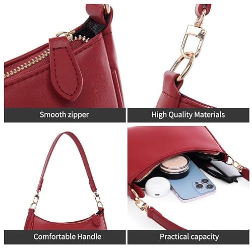 Shoulder Bag for Women with 2 Removable Straps and Zipper Closure Crossbody Bags Clutch Tote HandBags Purses thumbnail 6