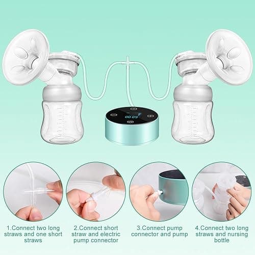 PiAEK Breast Pump, Electric Breastfeeding Pump 3 Modes 10 Levels Dual Rechargeable Nursing Double Breast Milk Pump Massage with Touchscreen LED BPA Free thumbnail 6