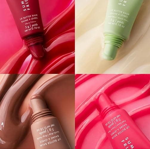Sumer Fridays' The Lip Butter Balm Minis – Classic Edition Set of 4 (Vanilla Beige, Pink Guava, Cherry, Sweet Mint) – Hydrating Gloss-Balm Mini Tubes, Travel Friendly, 4 × 0.16 oz thumbnail 2