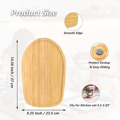 Bamboo Mixer Slider Compatible with KitchenAid 4.5-5 Qt Tilt-Head Stand Mixer, Appliance Sliding Mat Accessories for Kitchen Aid, Countertop Moving Tray Attachments Fits for KitchenAid Artisan thumbnail 3