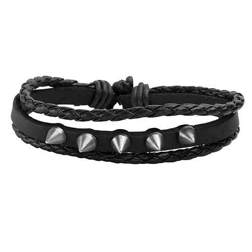 Manfnee 6-12PCS Braided Faux Leather Bracelet Punk Cuff Wrap Bracelets for Men Women Adjustable - B:6pcs thumbnail 6