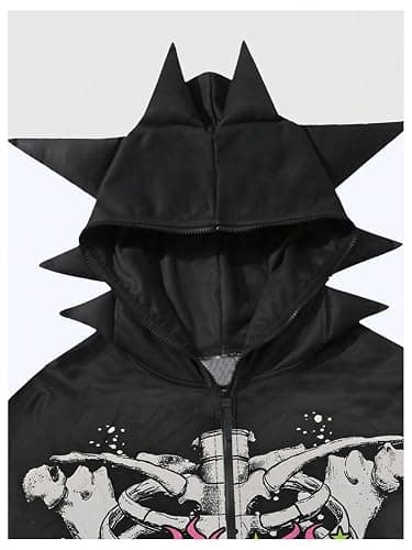 SOLY HUX Men's Y2k Graphic Zip Up Hoodie Sweatshirt Gothic Long Sleeve Jacket Streetwear Emo Scene Alternative Clothes thumbnail 3