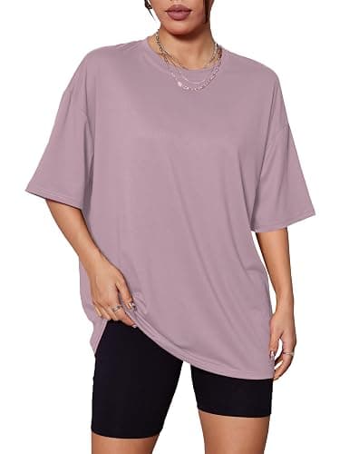 Kinglaman 5 Pack Womens Oversized T Shirts Crew Neck Loose Fit Short Sleeve Tshirts Summer Workout Plus Size Tee Tops thumbnail 3