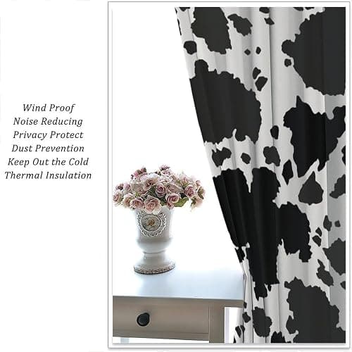 JESTRONRY Cowhide Window Curtain, Western Farm Animal Fur Brown White Cow Print Curtain for Kids Boys Girls Teens Bedroom Decor, Wildlife Rustic Farmhouse Cow Curtain 42x45 Inch Decor thumbnail 5