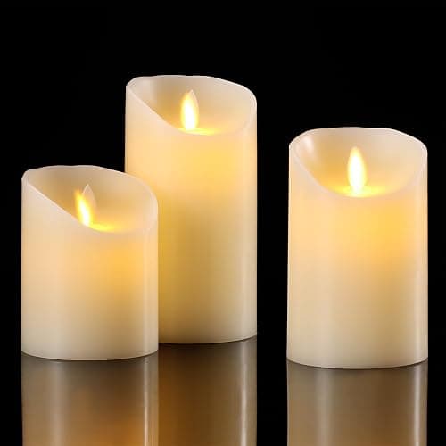 Hausware Flameless Candles Battery Operated Pillar Real Wax Flickering Moving Wick Electric LED Candle Sets 4" 5" 6" Pack of 3 with Remote Control Cycling 24 Hours Timer thumbnail 2