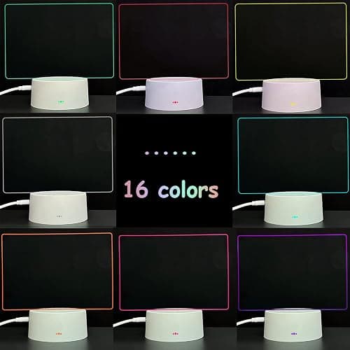 Acrylic Dry Erase Board 16 Colors Can Remote Control Light 7.3x5x0.2 Clear Desktop Note Memo Board, Includes Dry Erase Markers, Rewritable Night Light with Message Board, Soft Light Desk Lamp Gift thumbnail 4