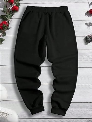 COZYEASE Men's Plaid Letter Print Sweatpants Drawstring Waist Tie Front Jogger Pants with Pocket thumbnail 2