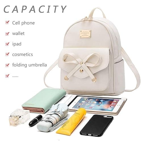 I IHAYNER Girls Bowknot Cute Leather Backpack Mini Backpack Purse for Women thumbnail 3