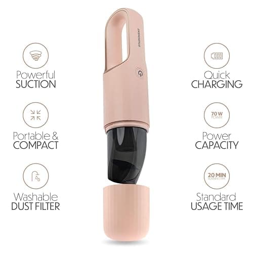 STARUMENT Portable Hand Vacuum Cleaner for Dust Pet Hair Dirt Home Car Interior, Furniture Lightweight Easy to Use, Compact Design Battery Rechargeable with USB-C Cable Pink thumbnail 3