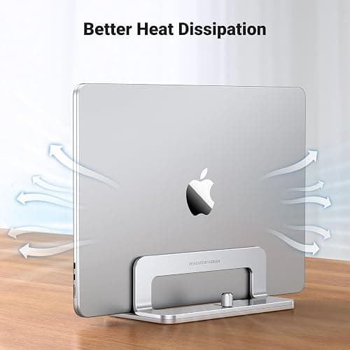 UGREEN Vertical Laptop Stand for Desk Adjustable Laptop Holder Dock Aluminum Desktop Stand, Compatible for MacBook Air Pro, Microsoft Surface(Silver) thumbnail 8