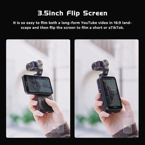 ORDRO Fotocamera Vlogging M5 5K con stabilizzatore a 3 assi a 120° Ultra Wide Angle IR Night Vision 3.5'' Rotatable IPS Screen, Small Vlog Camera with 64G Memory Card for Photography YouTube TikTok thumbnail 4