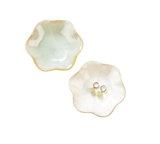 JAMEND CLXP Lotus Leaf Shape Decorative Ring Tray, Small Key Bowl, Ceramic Trinket Tray Jewelry Dish Organizing Necklace Earrings, Home Decoration for Mom Best Friend Sister, Light Green. thumbnail 8