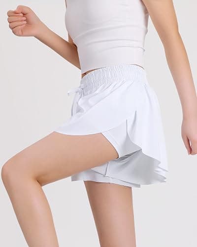 JOCMIC Girls Flowy Shorts, 2 in 1 Preppy Butterfly Shorts with Spandex Liner for Cheer Athletic Gym Teens Casual Clothes thumbnail 2