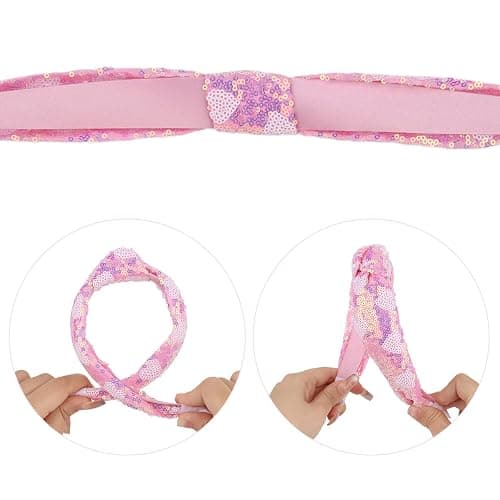 Brimekichio Sequin Girls Headbands, Knotted Kids Headbands for Girls, Sparkly Glitter Hair Band Girl Hair Accessories thumbnail 4