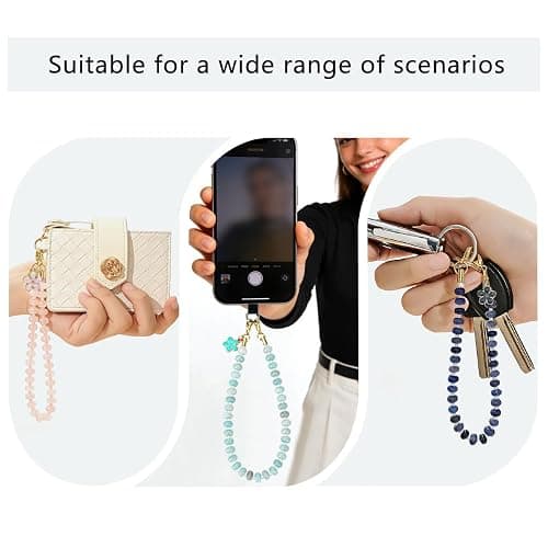 VICHUNHO Beaded Phone Wrist Strap, Cellphone Lanyard with Tether Tab, Cute Cell Phone Wristlet Bracelet for Women Girls thumbnail 5