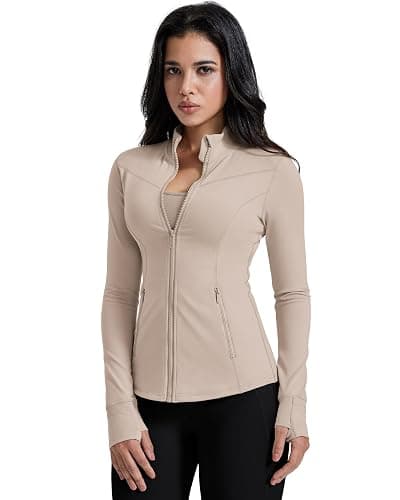 AVGO Womens Running Jackets Lightweight Slim Fit Workout Jacket Zip Up Athletic Track Gym Tops with Pockets & Thumb holes thumbnail 2