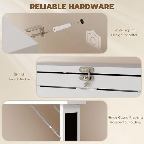 HOMCOM Fold-Out Convertible Writing Table, Computer Desk with Blackboard and Side Shelf Multi-Function Home Office Workstation, White thumbnail 7