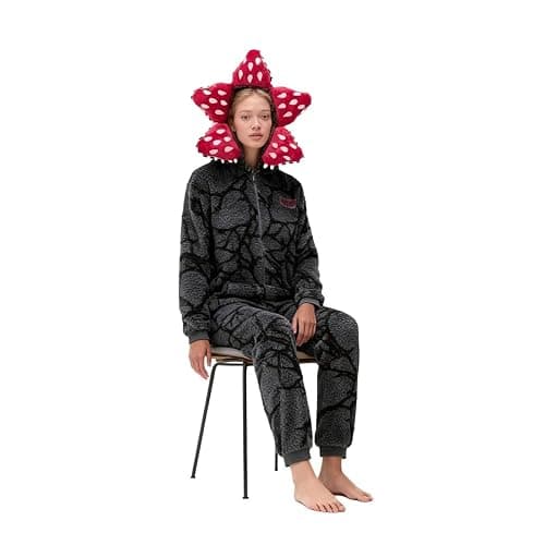 Generisch Erwachsene D-Demogorgon Onesie Kostüm mit Kapuze, Weihnachten D-Demogorgon Onesie Fleece Winter Pajamas thumbnail 3