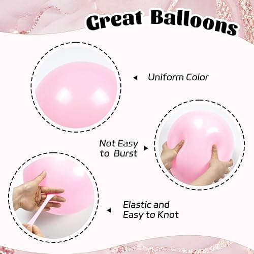 60pcs Pink and Gold Balloons 12inch, Pink and White Balloon with Metallic Gold Confetti Balloons for Baby Shower Wedding Birthday Party Decorations thumbnail 4