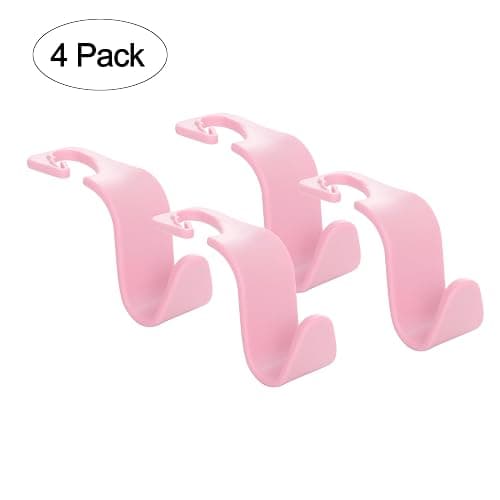 Amooca Car Seat Headrest Hook 4 Pack Hanger Storage Organizer Universal for Handbag Purse Coat Universal fit Vehicle Car Pink with Clip thumbnail 8