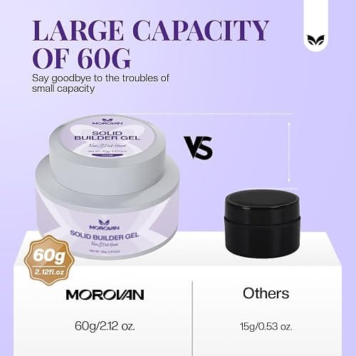 Morovan Solid Builder Nail Gel: 60g Large Capacity Nail Builder Gel for 3D Sculpting Non-Sticky Hard Gels for Nails Extension Carving Soak Off UV LED Salon Home DlY thumbnail 5