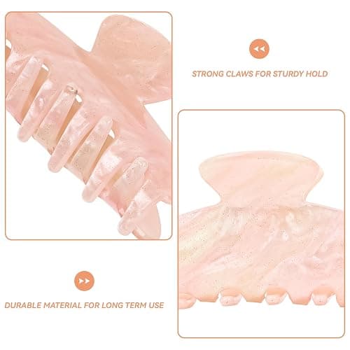 ACO-UINT 2 Pack Hair Claw Clips for Women Acrylic Claw Clips for Thick Hair Non-slip Clip for Hair Large Claws Hair Accessories for Women and Girls（White&Pink thumbnail 3