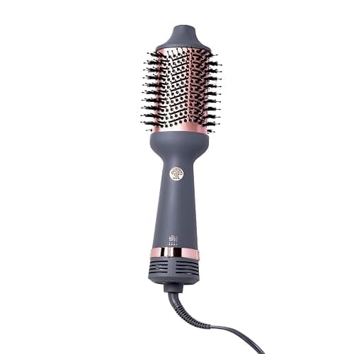 Hairitage Volumizing One Step Blow Dry Brush + Hair Dryer for Curling + Straightening - Ceramic Tourmaline Blowout Brush + Volumizer - Hair Styler for Smooth Shiny, Frizz-Free Styles - Matte Grey - Image 1