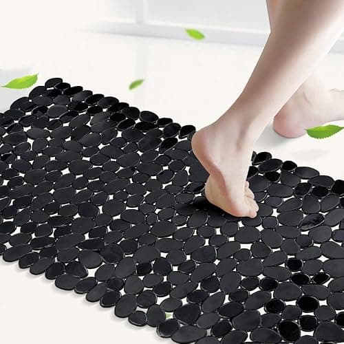 SONGZIMING Non-Slip Pebble Bathtub Mat Black 16 W x 35 L Inches (for Smooth/Non-Textured Tubs Only) Safe Shower Mat with Drain Holes, Suction Cups for Bathroom thumbnail 7