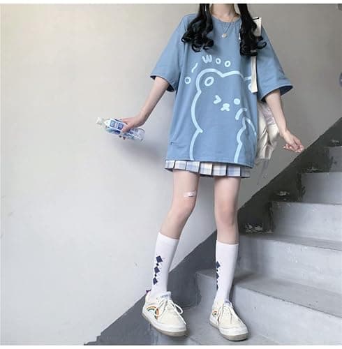 Women Kawaii Bear T-Shirt Cute Japanese Anime Graphic Tees Cartoon Korean Preppy Short Sleeve Baggy Top Oversized Clothes thumbnail 5