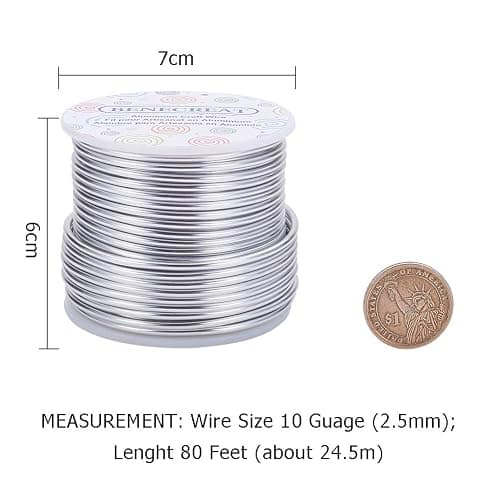 BENECREAT 10 Gauge Jewelry Craft Aluminum Wire 80 Feet Bendable Metal Sculpting Wire for Wedding Craft Floral Model Skeleton Making (Silver, 2.5mm) thumbnail 2