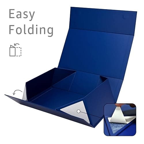 LIFELUM Navy Blue Birthday Gift Box for Men 13.8 x 8.3 x 4.4 inch, Groomsmen Proposal Gift Box for Presents with Lids Ribbon,Card,Shredded Paper Filler thumbnail 4