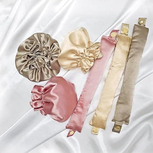 3Sets/6PCS Ariuvor New Satin Heatless Hair Curler,Hair Rollers for Heatless Curls with Hair Caps,Soft Heatless Curling Rod Headband for Long Hair,No Heat Curling to Sleep in Overnight (pink) thumbnail 7