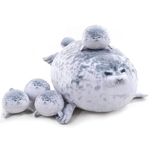 TOYSYM Chubby Blob Seal Pillow Cute Seal Plush with 4 Baby Plushies in Her Tummy, Soft Cotton Stuffed Animals Toy Gifts for Kids - Image 1