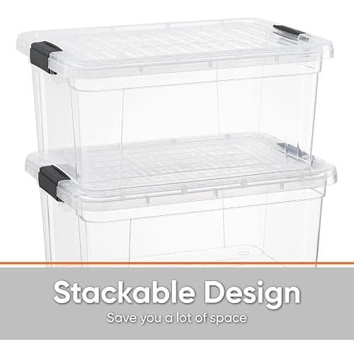 Superio Clear Plastic Storage Bin with Lid, 11 Qt, Non-Toxic, BPA Free, Odor Free, Organizer Storage Box, Stackable Plastic Tote for Home, Garage, School, and Office thumbnail 5