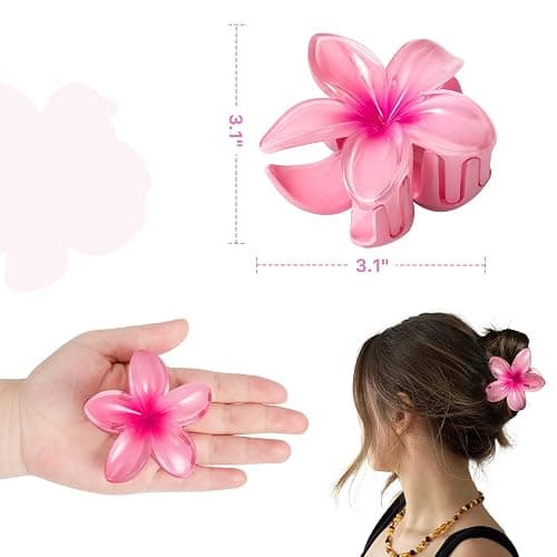 6 Pack Flower Hair Claw Clips for Women, Hawaiian Hibiscus Hair Clips, Cute Hair Accessories, Gifts for Women Girls thumbnail 6