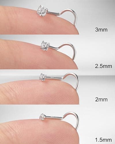 Nose Rings Studs: 8Pcs 20G/18G Gold/Silver 316L Surgical Stainless Steel Nose Studs Hypoallergenic Corkscrew Nose Piercing Stud Jewelry for Women Men Clear Cubic Zirconia Imitation Diamond Top Size 1.5mm 2mm 2.5mm 3mm thumbnail 7