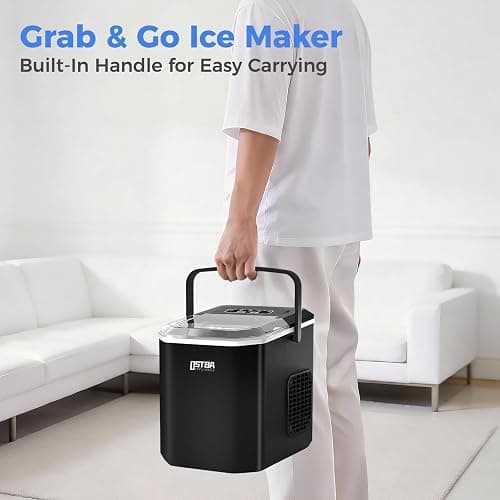 OSTBA Countertop Ice Maker Machine, Portable Ice Maker Makes 9 Bullet Ice Cubes in 6 Minutes, 26Lbs/Day Ice Makers Countertop with Self-Cleaning, Compact Mini Ice Maker for Home Kitchen RV Party thumbnail 5
