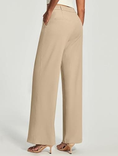 Ewedoos Womens Dress Pants Wide Leg Stretchy Work Pants Women Pull On Business Casual Trousers Slacks for Women thumbnail 3