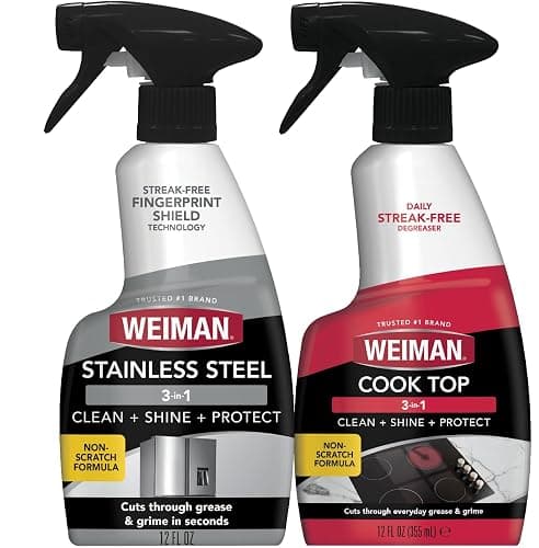 Weiman Stainless Steel Cleaner & Cooktop Daily Cleaner - 12 Ounce - Kitchen Appliance Cleaner Kit - Image 1
