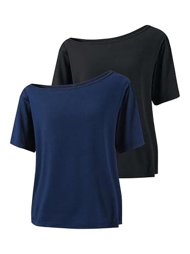 QJQ Girl's 2 Pack Off The Shoulder Tops Short Sleeve Loose T Shirts Teens Girls Cute Y2k Summer Trend Tee Age 8-12 - Image 1
