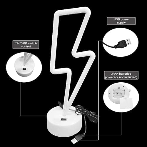 VIFULIN Lightning Bolt Neon Signs Red Lightning Neon Sign Light for Bedroom, USB/Battery Operated Thunder Lamp Neon Sign, Stand Lightning Shape LED Sign Decor for Shelf Desk Table Game Room Man Cave thumbnail 5