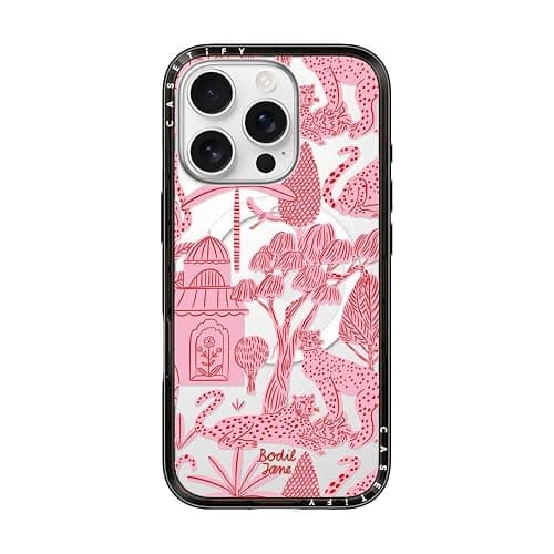 CASETiFY Compact iPhone 16 Pro Case [Slim and Sleek/Compatible with Magsafe / 4 ft. 2X Military Grade Drop Protection] - Cheetah Paradise Pink - Clear Black - Image 1