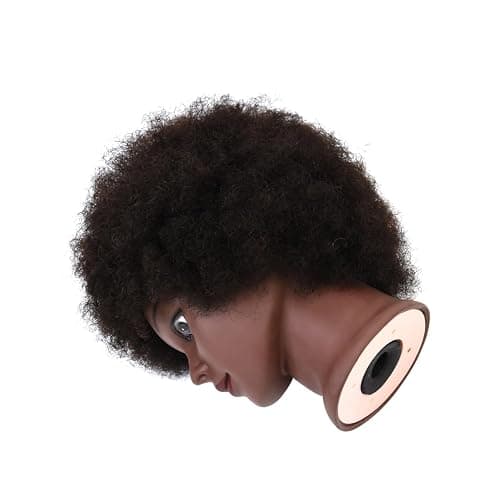 Afro Mannequin Head with 100% Human Hair Curly Hair Hairdresser Hair Styling Manikin Head Cosmetology Doll Head for Display Practice Braiding Styling with Clamp Stand thumbnail 3