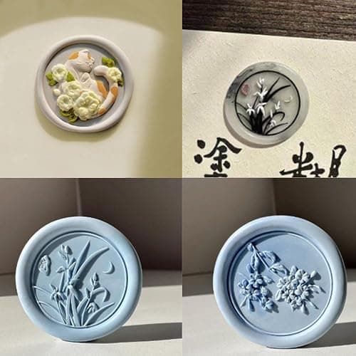 6pcs Flower Wax Seal Stamp Set with Removable Wooden Handle - Floral Wax Stamp Kit for Wedding, Birthday Party, Envelopes, Invitations, Gift Packing & Decoration thumbnail 6