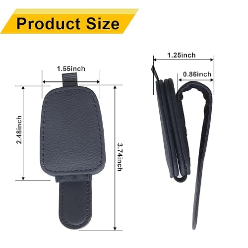 Yuoyar Sunglass Holder for Car, Magnetic Leather Sunglasses Holder and Ticket Card Clip, Car Visor Accessories, 2 Packs (Black) - Black thumbnail 7