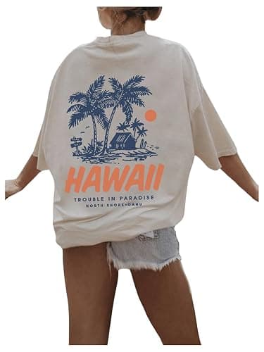 SOLY HUX Girl's Graphic Tees Short Sleeve Hawaiian T Shirt Summer Casual Vacation Tops - Image 1